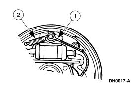 Place the brake shoe adjusting lever cable over the anchor pin, with crimped side in. 2.