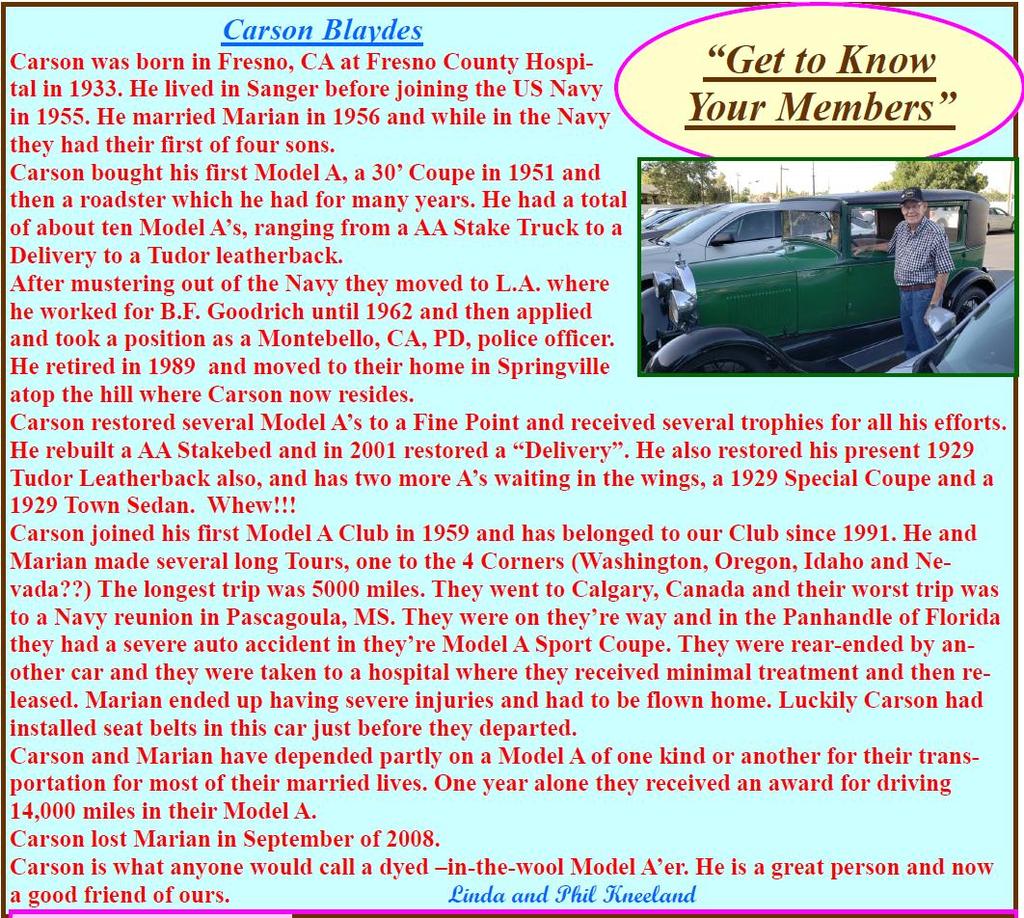 Page 8 Many of you know Carson, I found this about him in the Happy Honkers Newsletter, thought you