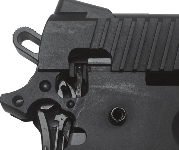 GRIP SAFETY - this safety blocks rearward movement of the trigger in order to prevent the gun firing unless the grip safety