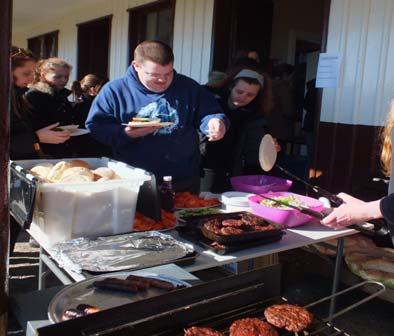 soup, Beef burgers or sausages, homemade shortbread and some of the Belgian Students tried Haggis, neeps