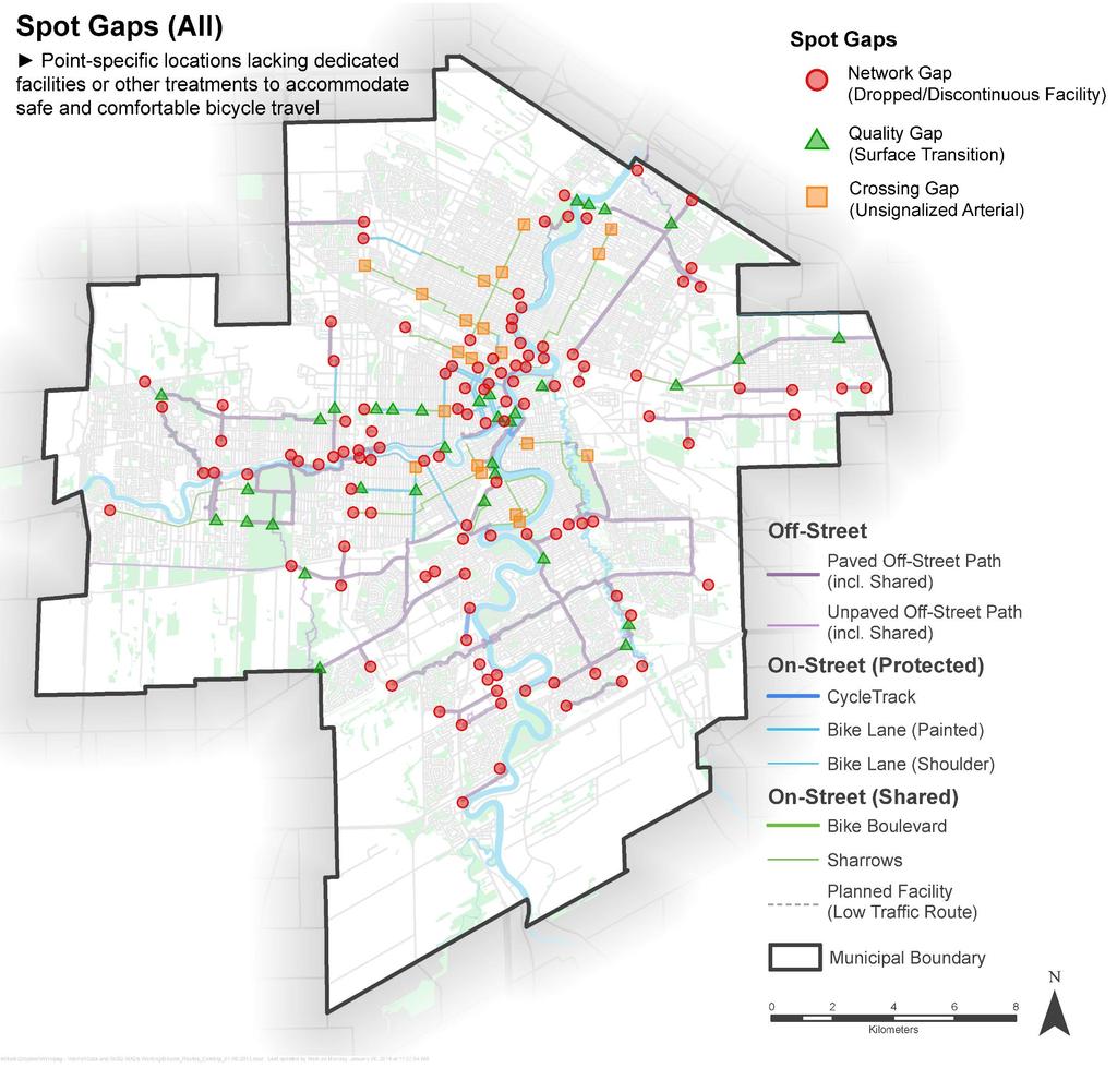 A gap analysis on the existing bicycle network identified deficiencies and gaps in the City s bicycle network, and identified improvement opportunities.