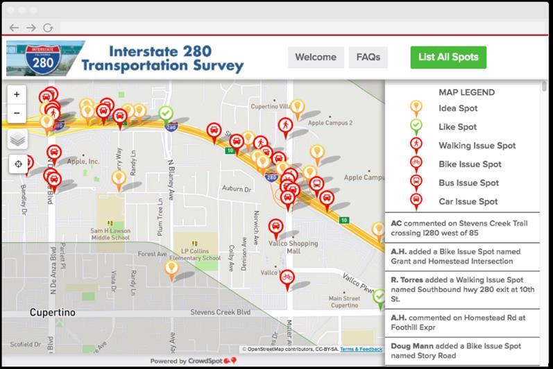 Lack of Exclusive Transit Opportunities: VTA provides Express Bus services along I-280 corridor benefiting from existing HOV lanes in each direction.