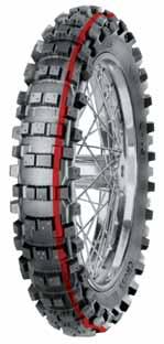 A tread pattern for rear wheels for medium hard to soft terrain. New construction of reinforced side blocks. New tread pattern design provides excellent riding properties in all ride modes.