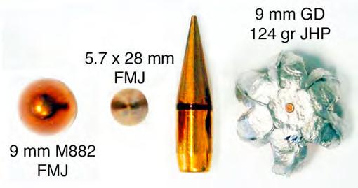 6 x 30 mm fired from the HK MP7 and 5.7 x 28 mm fired from the FN P90 cause wounds less incapacitating than those made by 9 mm handguns think.22 Magnum performance. Many U.S.