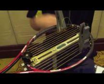 racket NOTE: For the main stings rotate the racket to tension each string 8.
