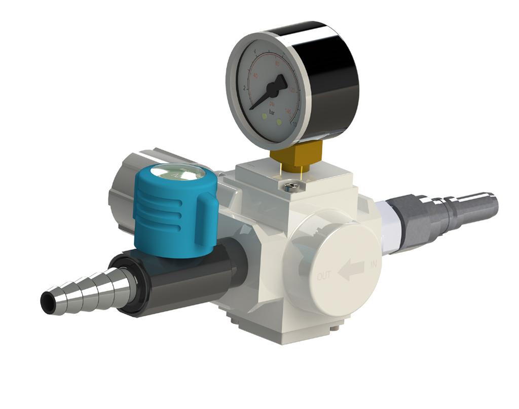 ACCESORIES - PRESSURE REGULATOR TECHNICAL ES BROEN-LAB Quick Connect fittings can be supplied with a single stage pressure regulator.