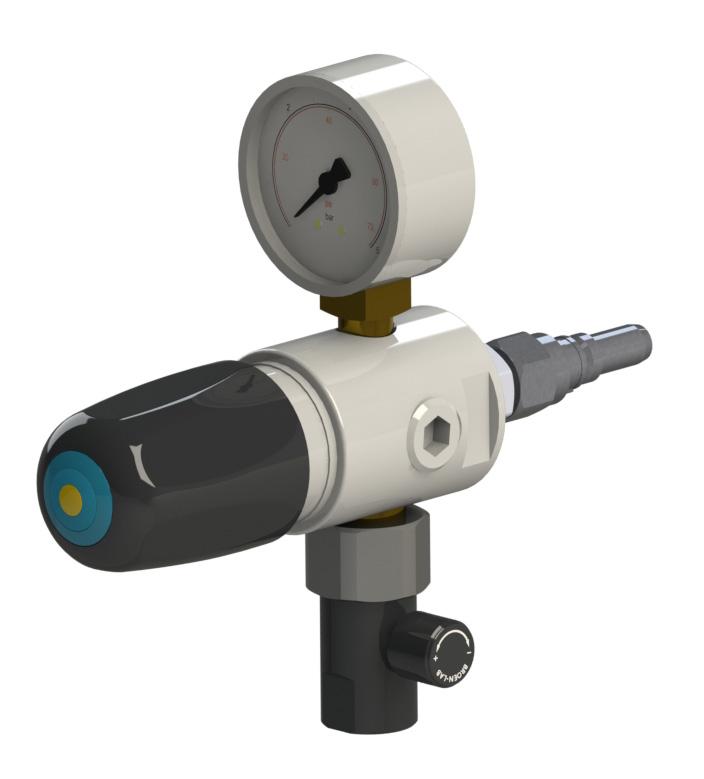 ACCESORIES - PRESSURE REGULATOR 2.0, 4.0 AND 5.0 TECHNICAL ES BROEN-LAB Quick Connect fittings can be supplied with a single stage pressure regulator.