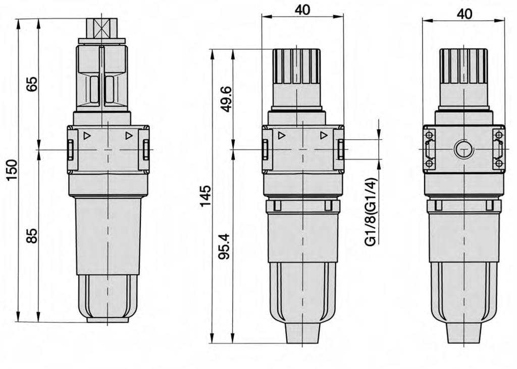 Lubricator G /8, G /4 Dimensions for series OK