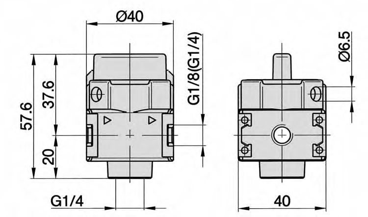Ball valve G /8, G /4 Technical data for series KK Order code KK-4-00-0-000 Series Size Pressure range Options 8 = G /8 4 = G /4 00 = standard 000 = standard Design and function 3/2-way ball valve