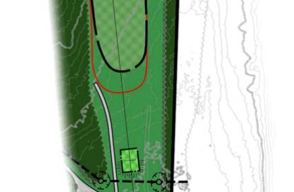 Build a left side fairway bunker as a target bunker at approximately 285