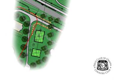 HOLE #7 PAR 4 Build new black and gold tees north of six green and convert the hole to a par four. Add a new green tee north of Woolworth Avenue.