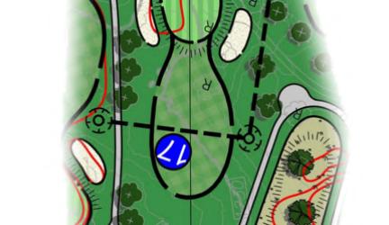 HOLE #17 PAR 3 Build an entirely new hole that does not cross the eighteenth hole, but instead plays to the
