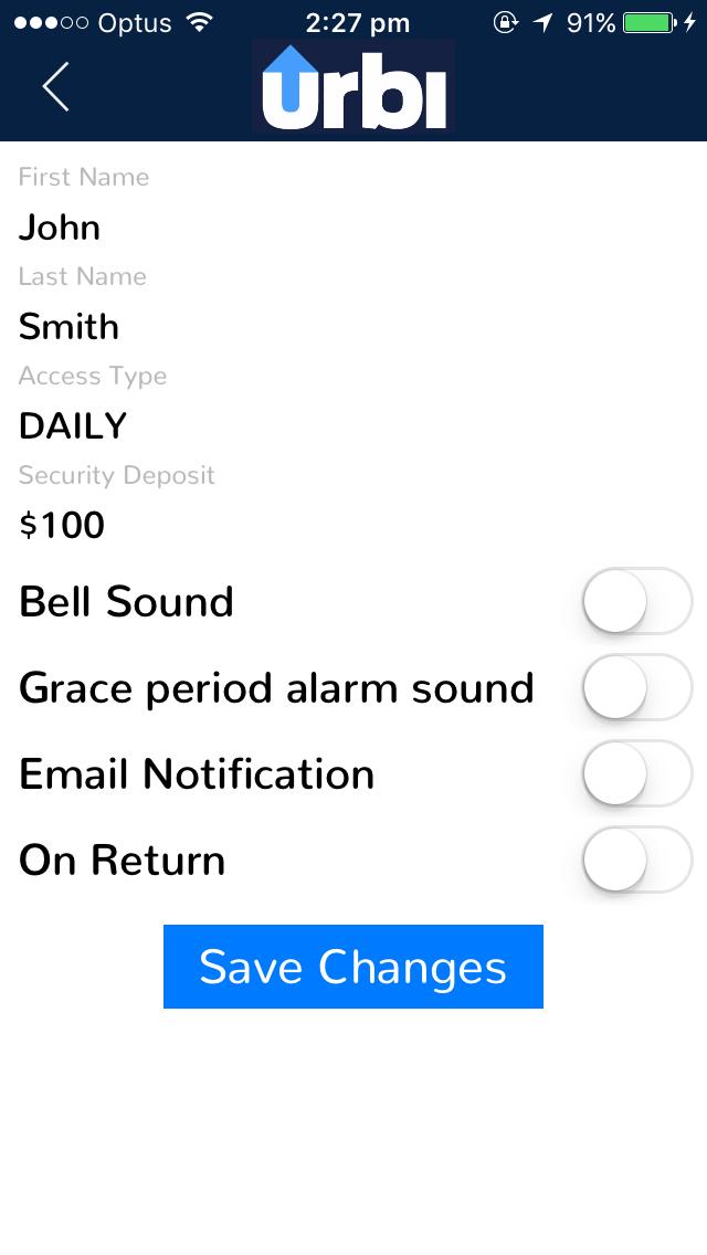 The urbi app main menu Settings On the settings page, you can see more information about your account.