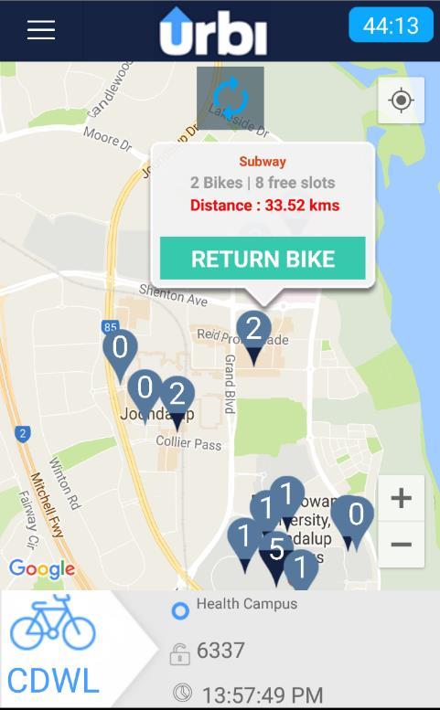 The urbi app Returning a Bike Tap on your nearest station to return your bike.