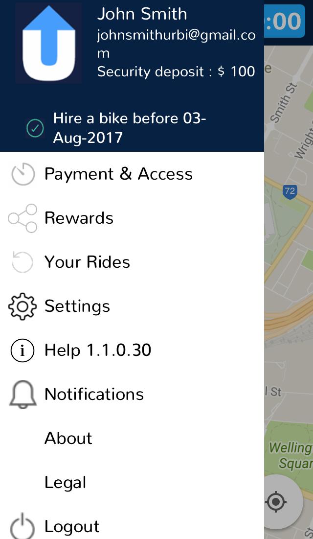The urbi app main menu Rewards Look in the rewards tab for any