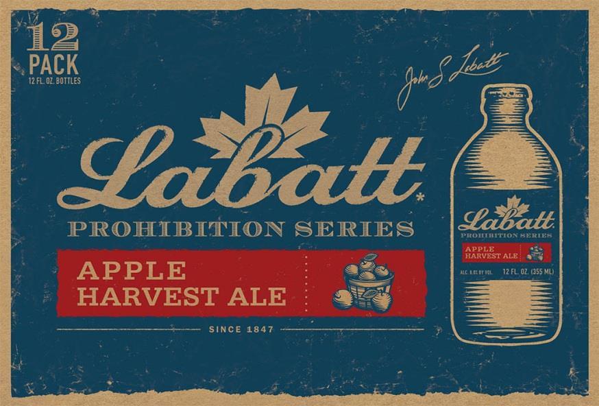 LABATT PROHIBITION SERIES APPLE HARVEST ALE A beer, not a cider, this ale has a refined balance of sweet and tart flavors.