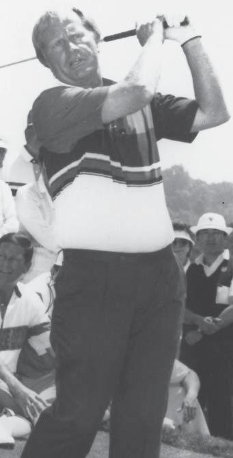 FRIENDS OF GOLF Jack Nicklaus takes a swing at the 1991 FOG tournament.