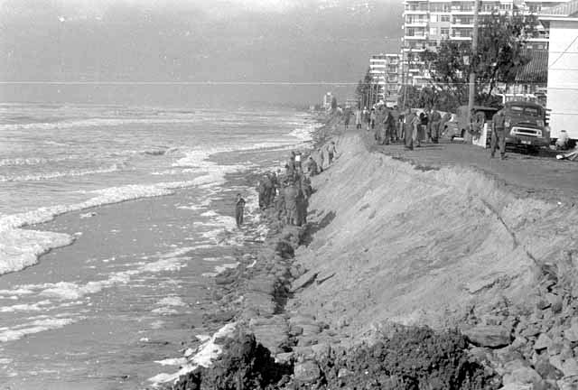 Figure 3 Surfers Paradise Esplanade 1967 No action was not a real option. Emergency protection works aimed at reducing the erosion of the dunes were varied in both their type and effectiveness.