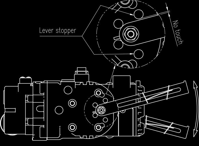 Fig. 3-8: Feedback lever should not touch lever stopper on 0% ~ 100% valve stroke. 9.