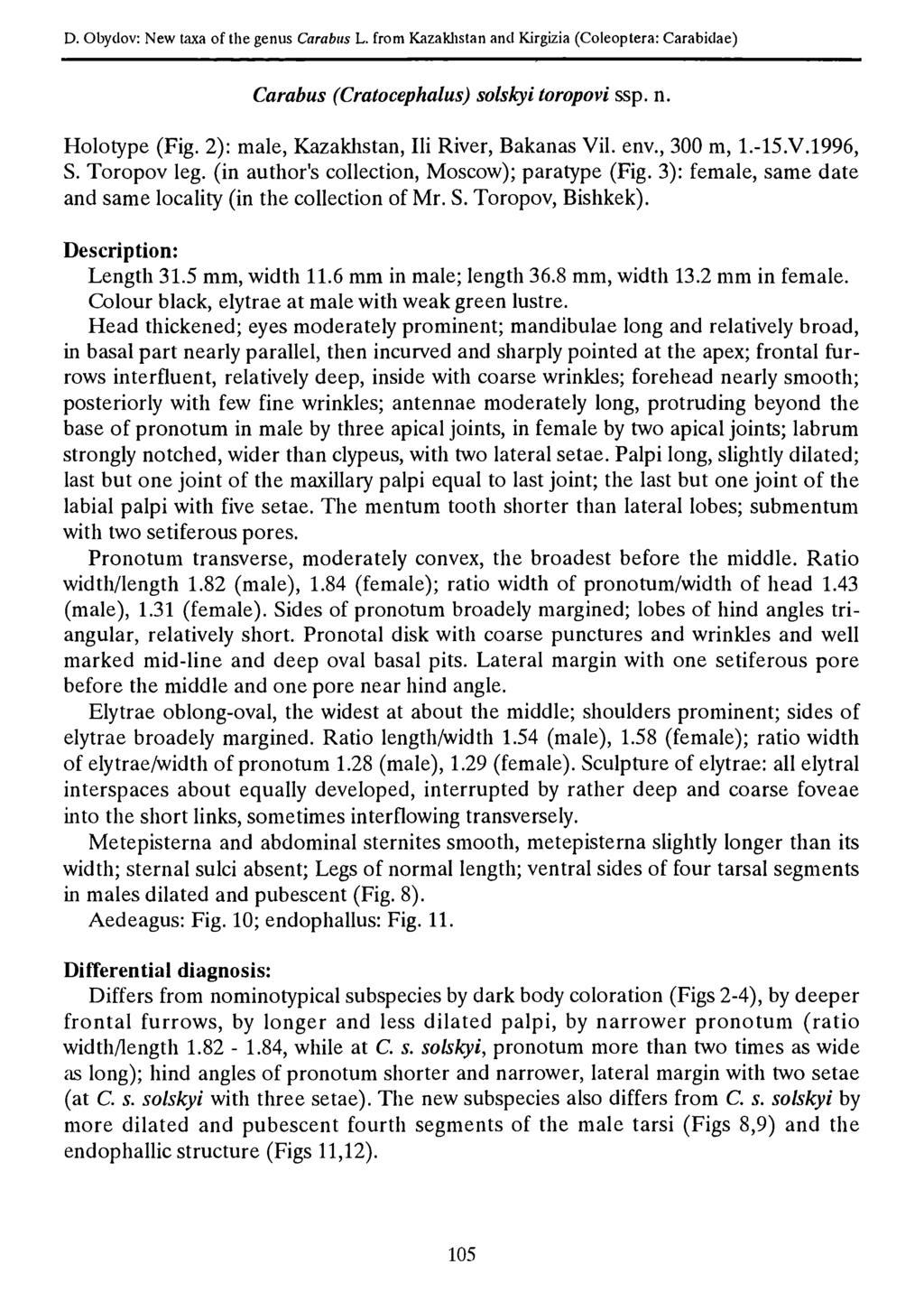 D. Obydov: New taxa of the genus Slovenian Carabus Entomological L. from Society, Kazakhstan download ancl unter Kirgizia www.biologiezentrum.