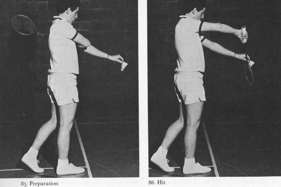 Performing the serve (see Plates 85-87) i. Stance. Stand close to the T with your feet a comfortable distance apart in the attacking stance.