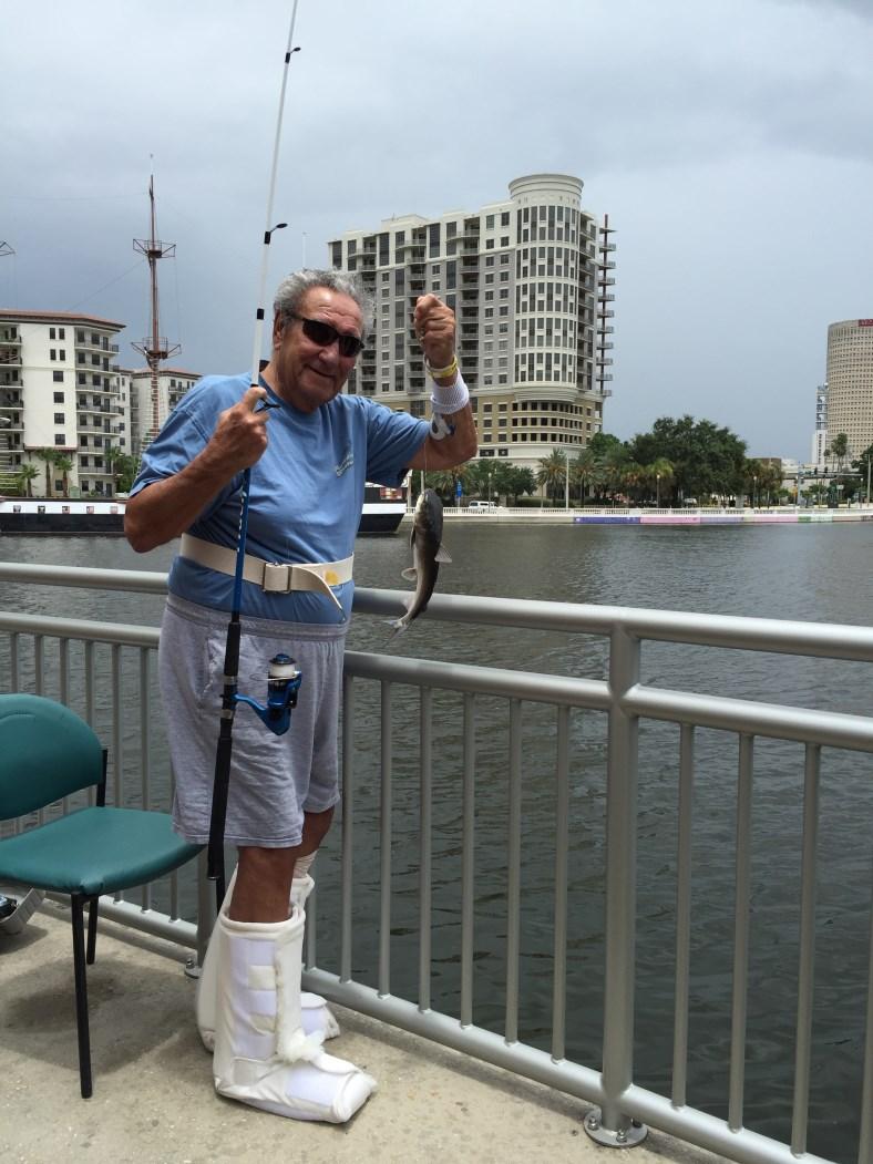August 2015 Hook, Line and Sinker Page 4 You can t keep a good fisherman down! As many of us know, Tom Deptula had been in Tampa General Hospital for some time.