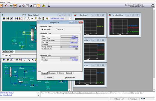 Integrator To check and modify the integrator press ctrl + I, here you can reset the simulation