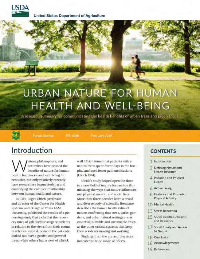 Must Read Publications Urban Nature for Human Health and Well-Being A