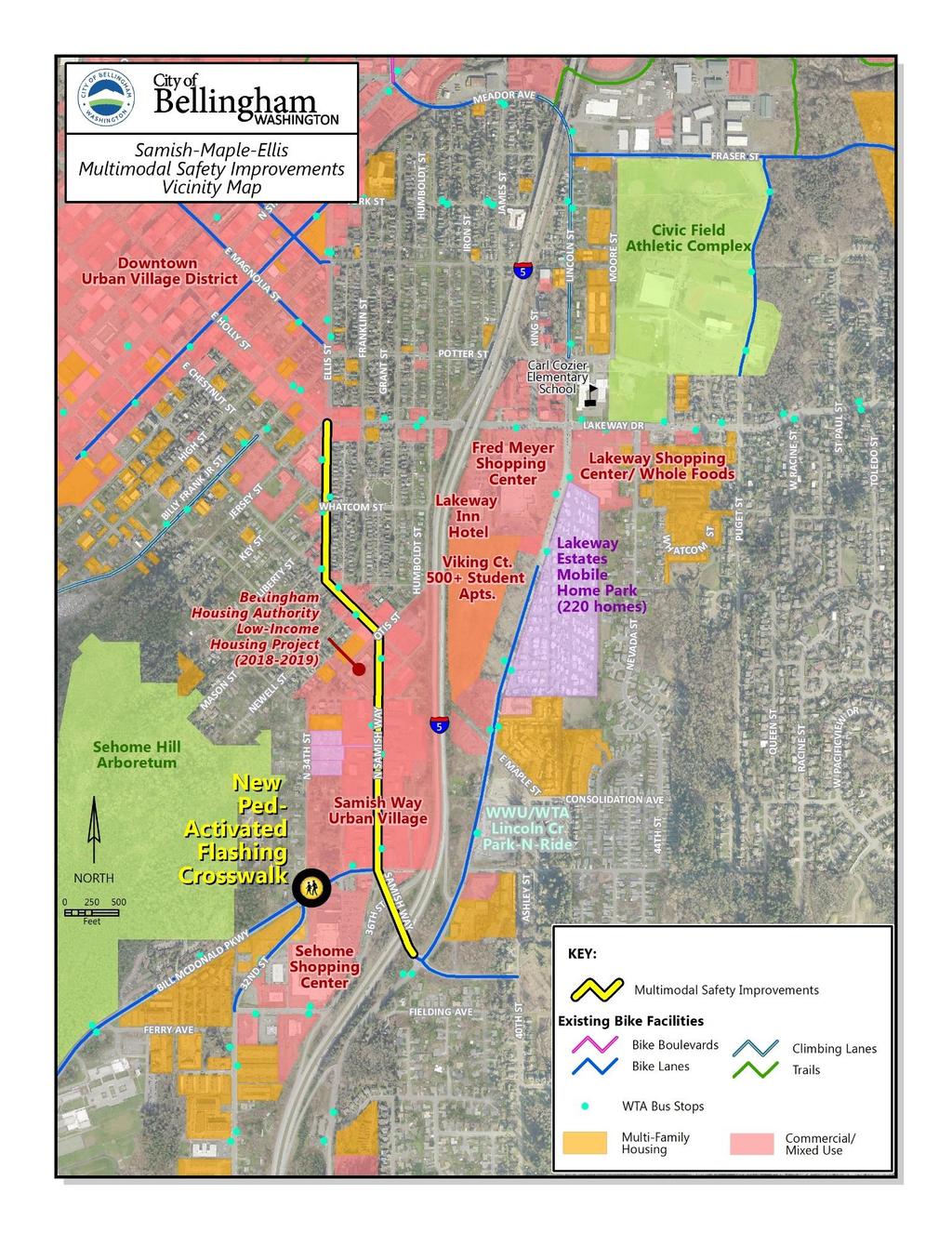 Regional Map: Proposed Samish-Maple-Ellis Multimodal Safety Improvements 2018