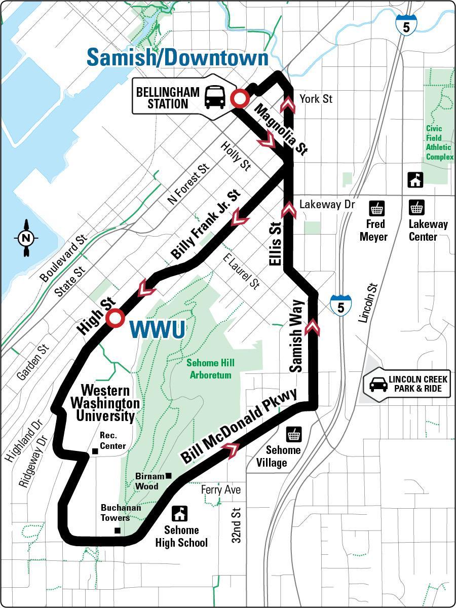 WTA Transit Routes Serving Samish-Maple-Ellis Corridor Route 107 WWU-Samish 2018