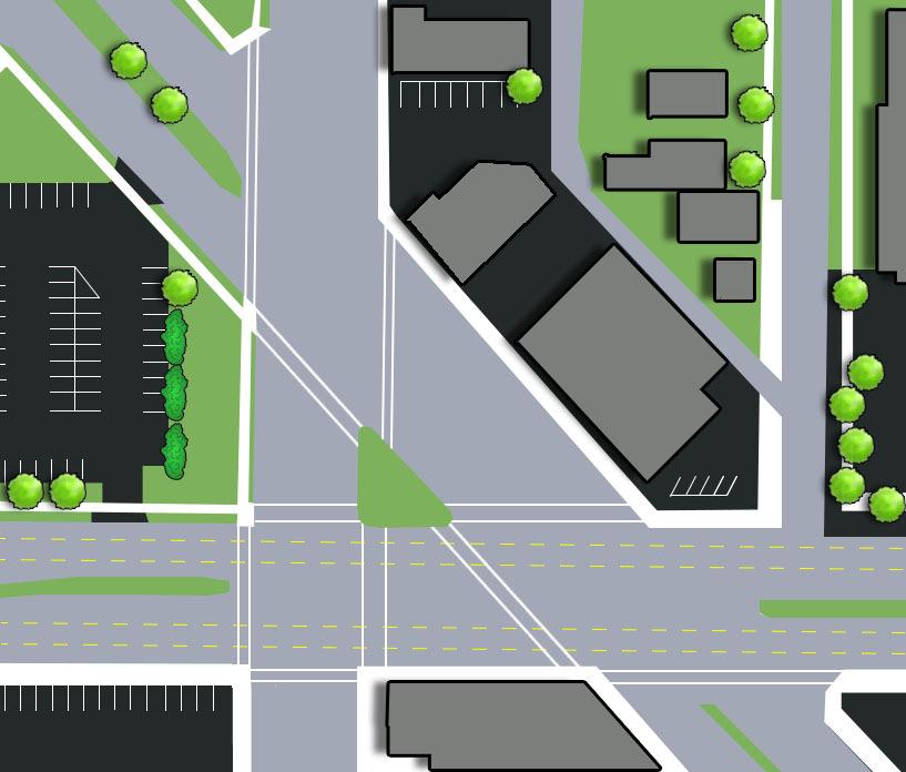 CURRENT DESIGN INTERSECTION ISSUES 1. TOO MANY INTERSECTIONS 2. LONG, IMPOSING CROSSWALKS 3.