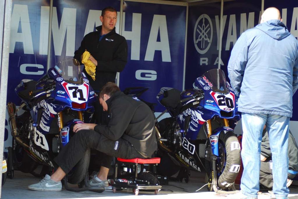 The ETR Performance Yamaha pits did not even have carpeting as the pit roofing was leaking badly.