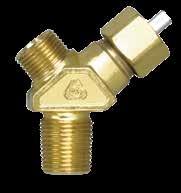 CBB/CBC series Wrench Operated Acetylene Valves Valve body made of rugged forged brass produced by Cavagna Group Fusible metal pressure relief device Large wrench flats for easy installation Teflon