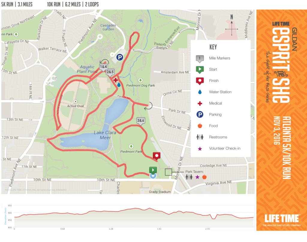 RUN COURSE DETAILS 5K & 10K Run Course The run courses follow paths within Piedmont Park. The Start Line is just southwest of the Park Tavern.