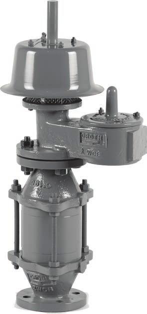 MODEL 00A Used on Digesters and Gas Holders A combination of the Groth Model 200A pressure relief and vacuum breaker vent and Groth Model 76 flame arrester make up the Model 00A unit.