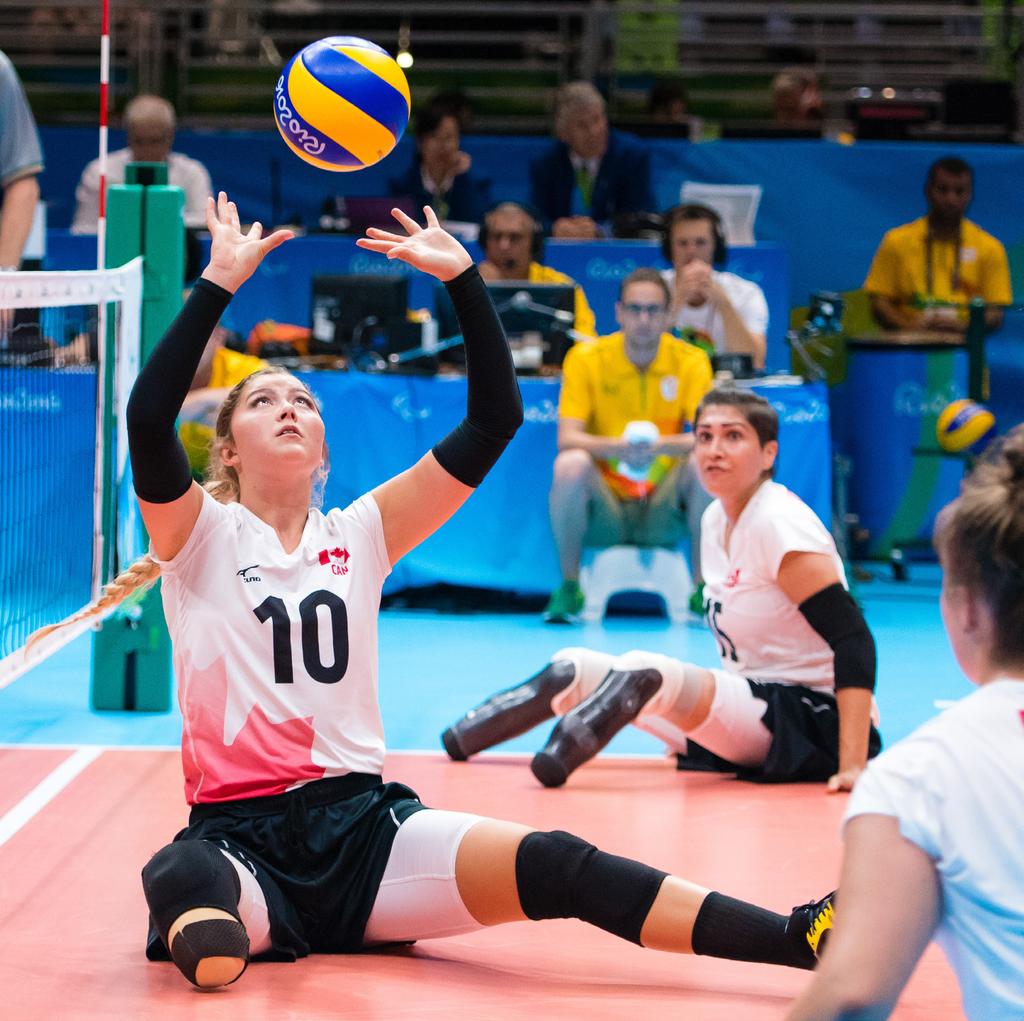The overhead pass is the most common first contact skill in sitting volleyball.