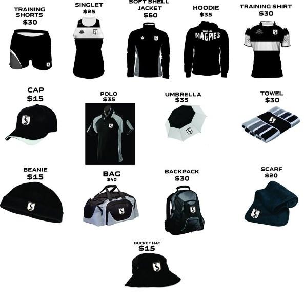 Magpies JRLFC Merchandise Range 2017 Orders are now being taken for the 2017 merchandise.