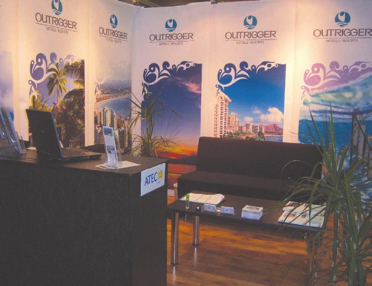 Outrigger Down Under Shines at the Australian Tourism Exchange By Narelle Ecihorn The southern hemisphere s largest tourism industry event, the Australian Tourism Exchange (ATE), was held in the West