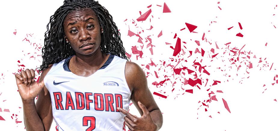8 percent Reached double-figure scoring 18 times, while eclipsing the 20-point plateau twice (Radford s leading scorer 10x) One of two products from national high school powerhouse Princess Anne on