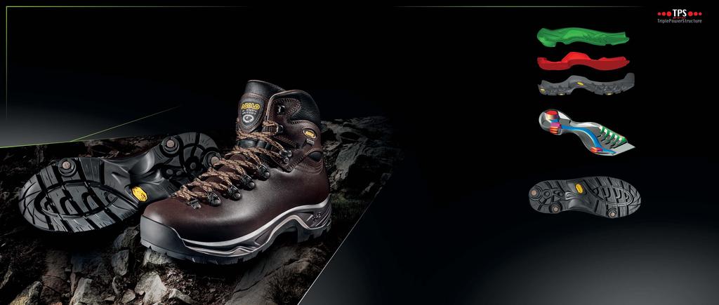 BACKPACKING TRIPLE POWER STRUCTURE TRIPLE POWER STRUCTURE TECHNOLOGY At the heart of the new TPS sole (designed by Asolo in partnership with Vibram ) the main