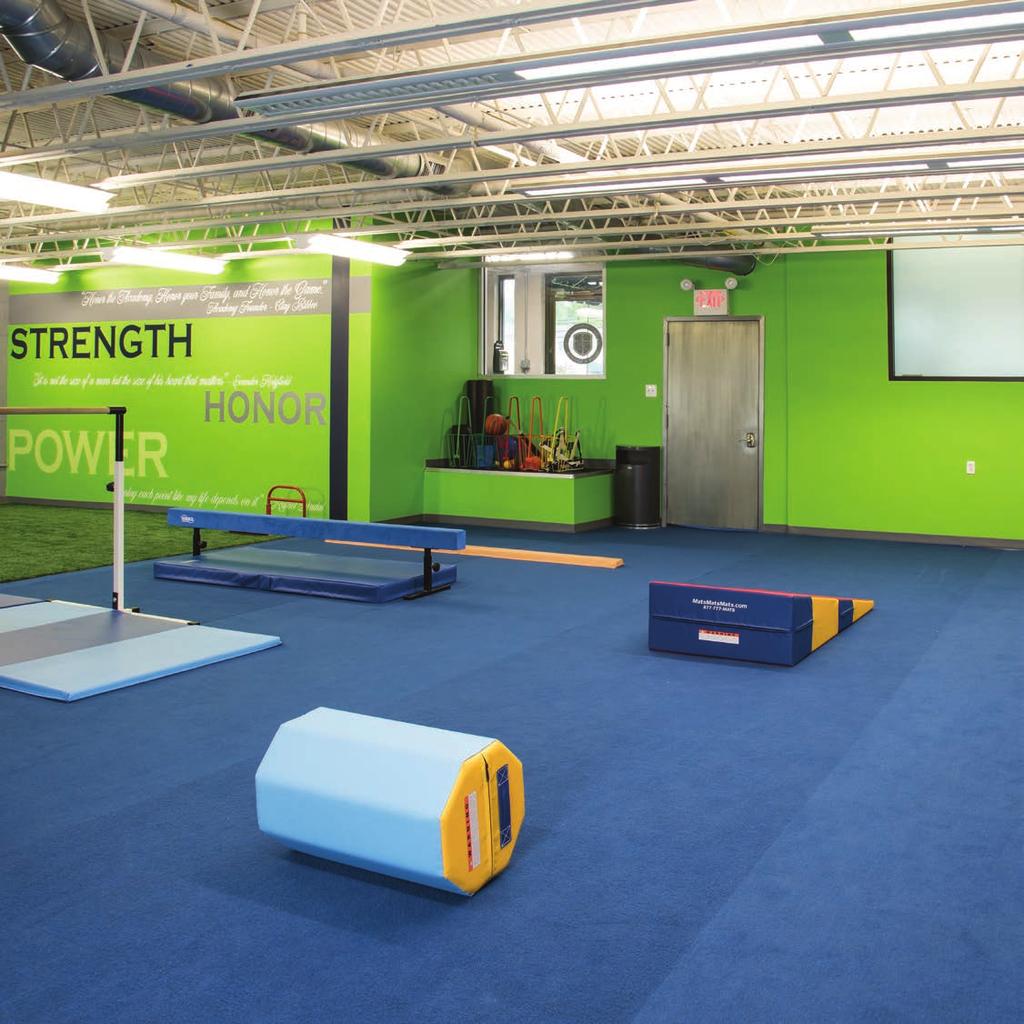 Strength, Balance and Body Awareness Athletes use the Centercourt rock wall to gain upper body strength and improve total body coordination.