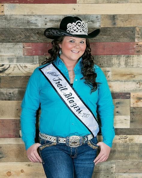 Miss Trail Blazers 2018 Queen Contest May 12, 2018 at 1:00pm Brittany Miller Miss Trail Blazers Queen 2017 Prizes awarded to: Queen, 1st runner-up and Horsemanship ****Last year s prizes awarded