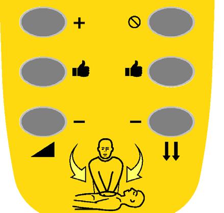 The HeartSine PAD 500P Trainer will initially assume correct compressions are being performed and play the audible prompt: The CPR control buttons are at the bottom of the Remote Control.