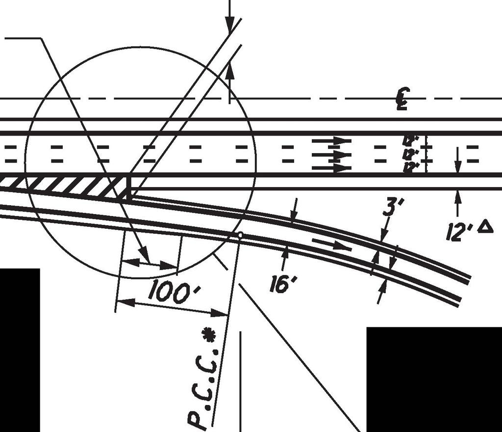 rve See Note IJ P.C.C. Or Mid-Point of 2' Spiro/ u Or Other Design Speed Liiting Geoetric Control Such As The Stopping Sight Distance For A Vertical Curve Or The Bock Of A Traffic Queue. b.