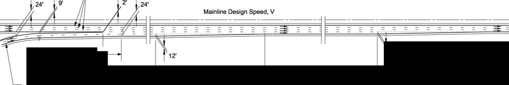* Entrance Nose * Thru Lanes For Taper Rate, See ls Table A, Figure 55-1a Last Rap Curve Design Speed, Vr (ph) 2' 12' For Taper Rate, See Table A, Figure 55-1a TWO-LANE ENTRANCE TERMINAL WITH