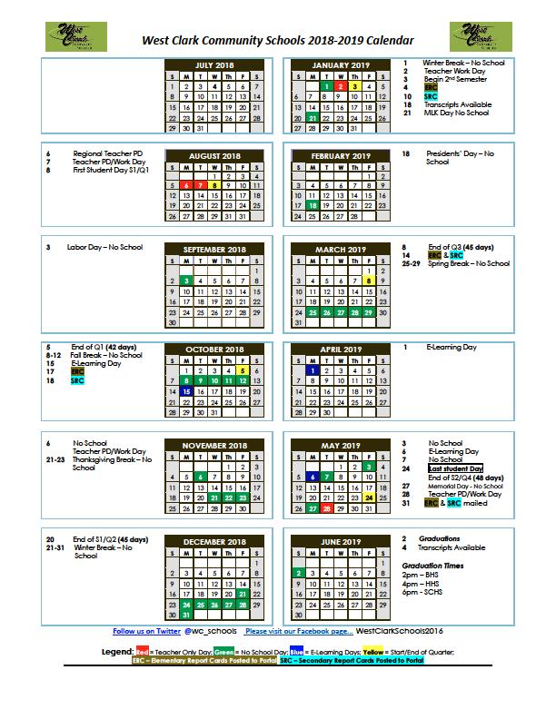 The 2018-2019 school calendar is below.