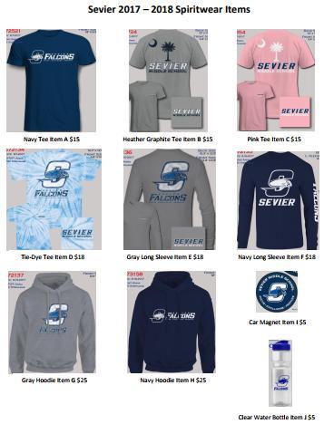 SPIRIT GEAR ITEMS ARE AVAILABLE FOR