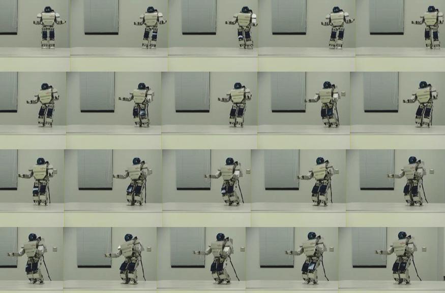 11 Flat terrain backward walking In order to keep the robot balanced during locomotion using rhthmic movements, we propose a neural oscillator network that