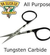 Slick Tungsten Carbide - All 4" black loops non serrated blade. My main generla fly tying scissor. T.C. is 7X larder than S.S. and holds edge longer Price: $31.