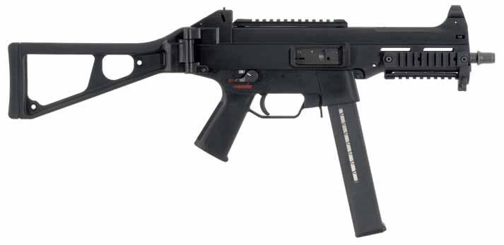 Available as a select-fire submachine gun or semi-automatic only carbine, the HK UMP (Universal Machine Pistol) was designed with American law enforcement and military units in mind, as it includes a